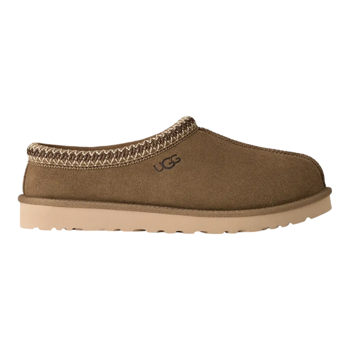 HypeSelection UGG Tasman II slipper in light bronze suede with signature UGGbraid trim and durable EVA outsole
