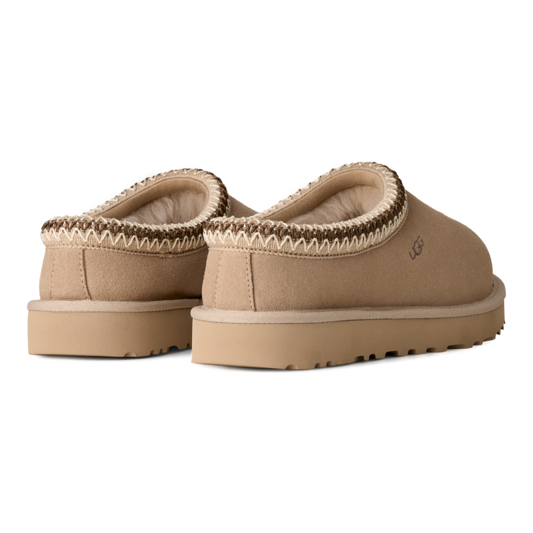 HypeSelection UGG Tasman II slippers in moonlight suede with signature UGGbraid collar and plush sheepskin lining