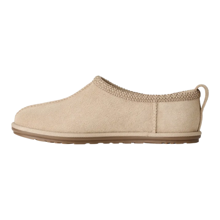 HypeSelection UGG Tasman Deconstructed slipper in sand suede with a low-profile slip-on design and braided collar