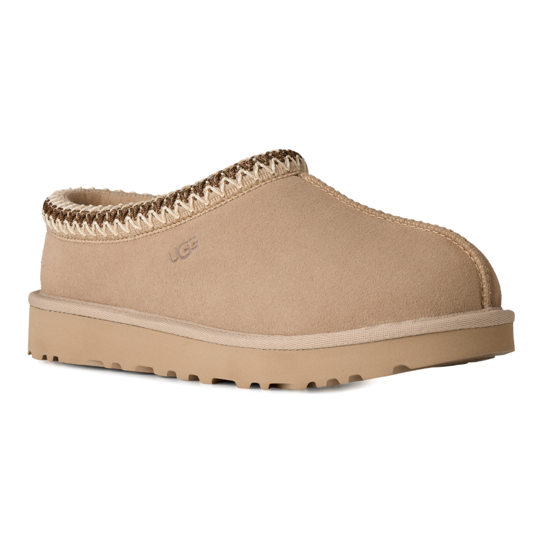 HypeSelection UGG Tasman II slipper in moonlight beige suede with signature UGGbraid collar and EVA outsole