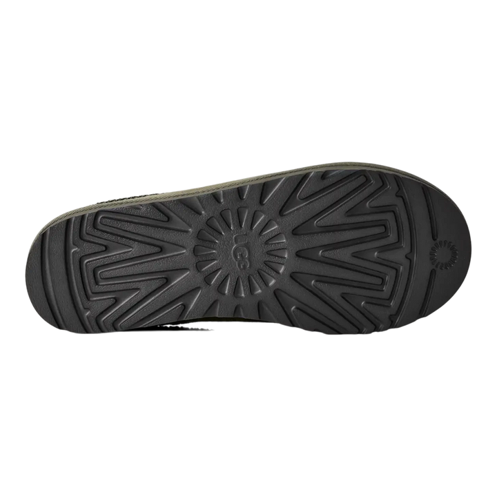 HypeSelection UGG Tasman II slipper showing the durable black sugarcane EVA outsole with signature tread pattern
