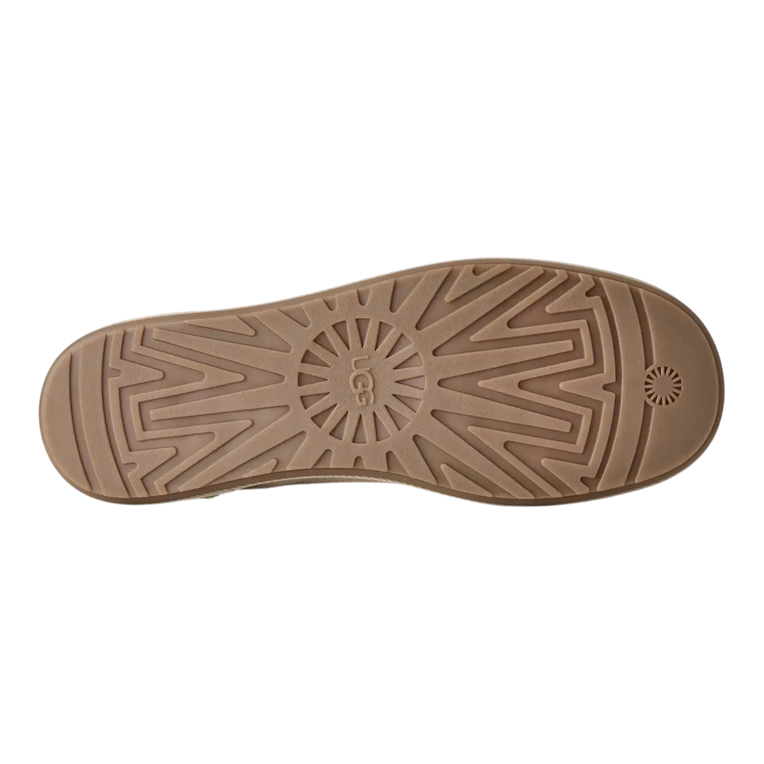 HypeSelection UGG Tasman Deconstructed slipper outsole in sand showing the signature tread pattern and brand logo