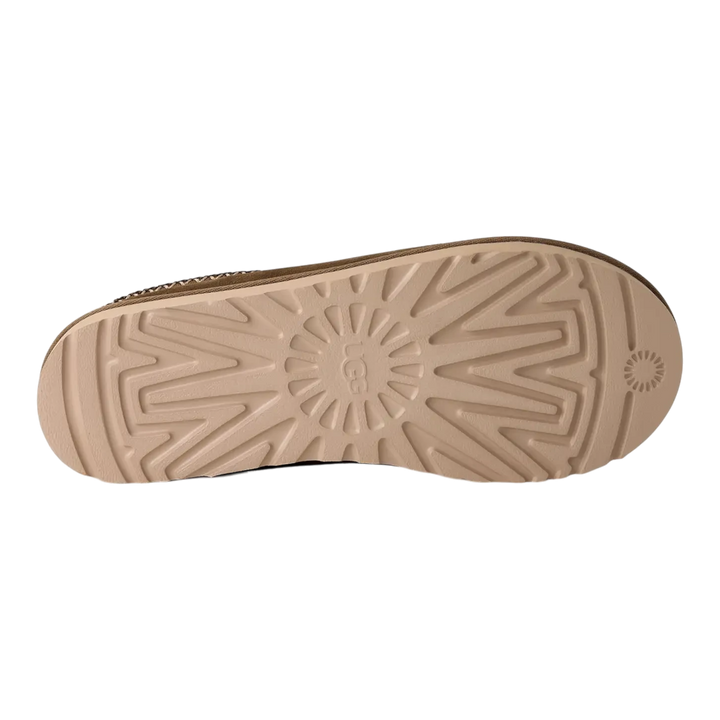 HypeSelection UGG Tasman II slipper in light bronze showing the durable sugarcane EVA outsole tread pattern