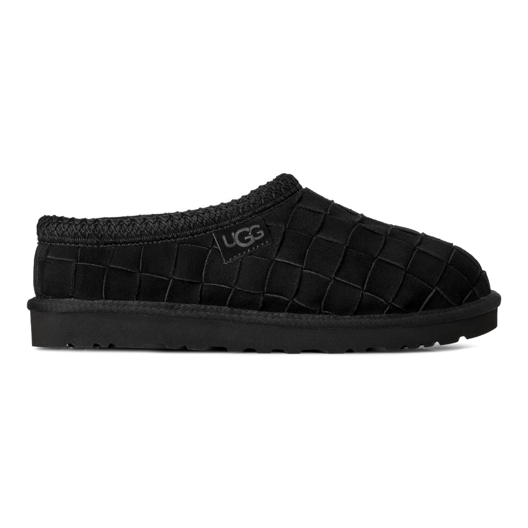 HypeSelection UGG Tasman black woven suede slip-on slipper with plush lining and EVA outsole
