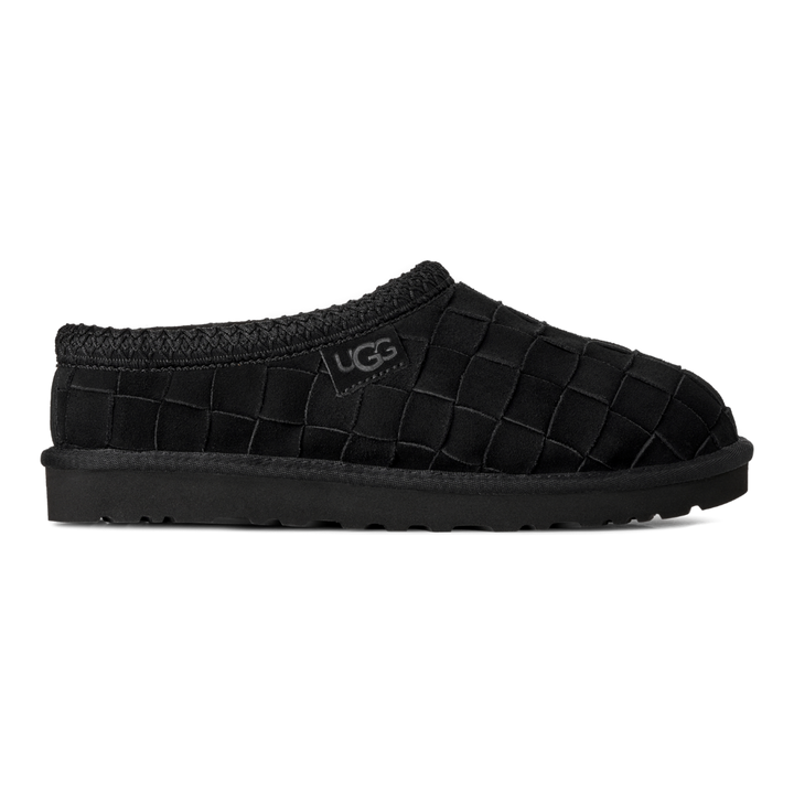 HypeSelection UGG Tasman black woven suede slip-on slipper with plush lining and EVA outsole