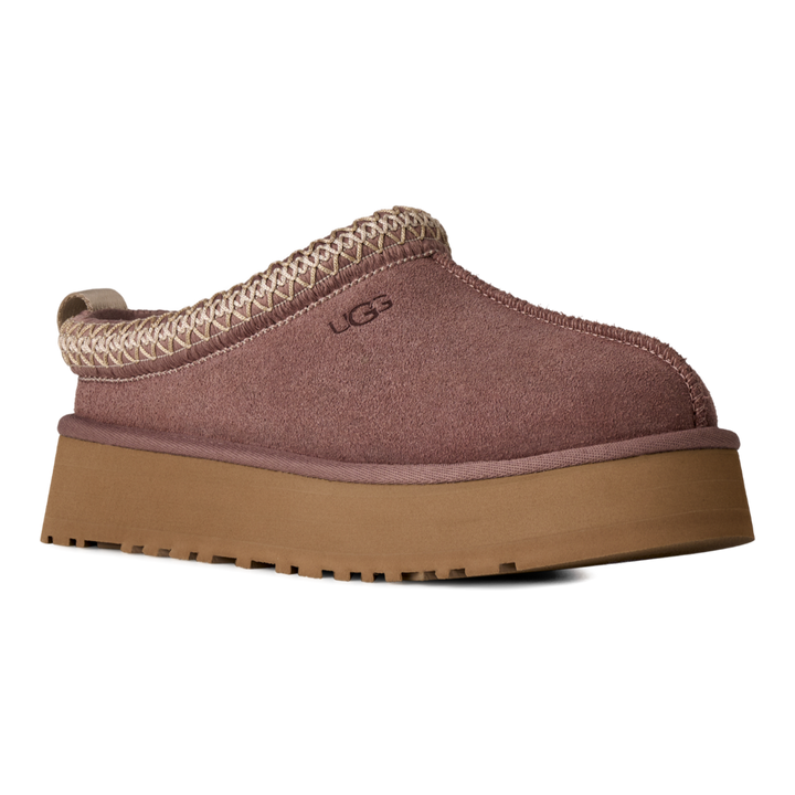 HypeSelection UGG Tazz II slipper in Portobello suede with signature UGGbraid collar and platform EVA sole.