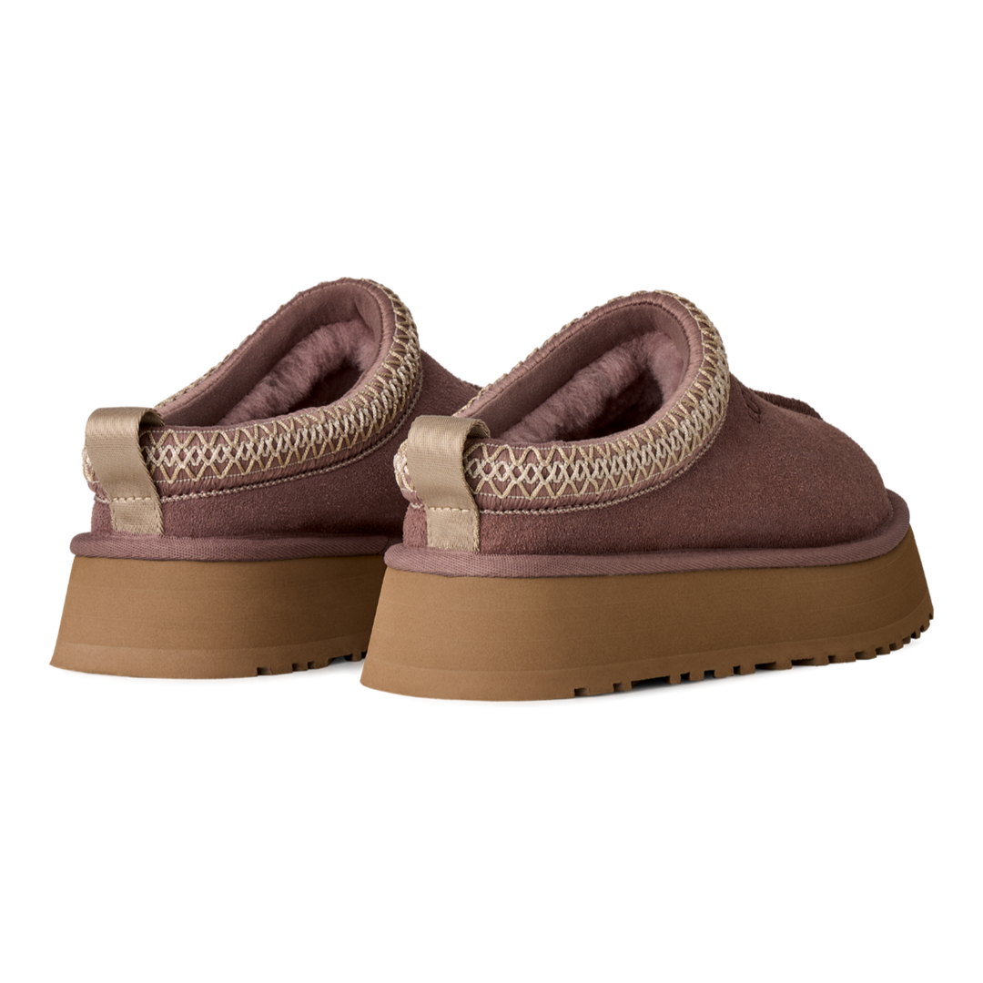 HypeSelection UGG Tazz II slippers in Portobello suede with platform EVA sole and signature UGGbraid collar