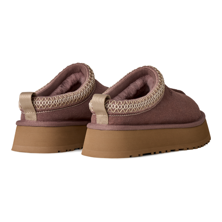 HypeSelection UGG Tazz II slippers in Portobello suede with platform EVA sole and signature UGGbraid collar