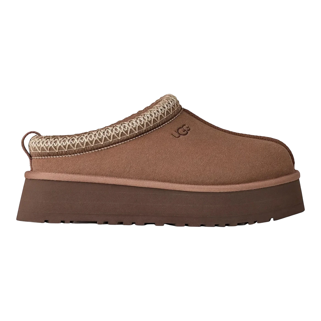 HypeSelection Women's UGG Tazz II Slipper in Rocky Oak suede with platform sole and UGGbraid detail.