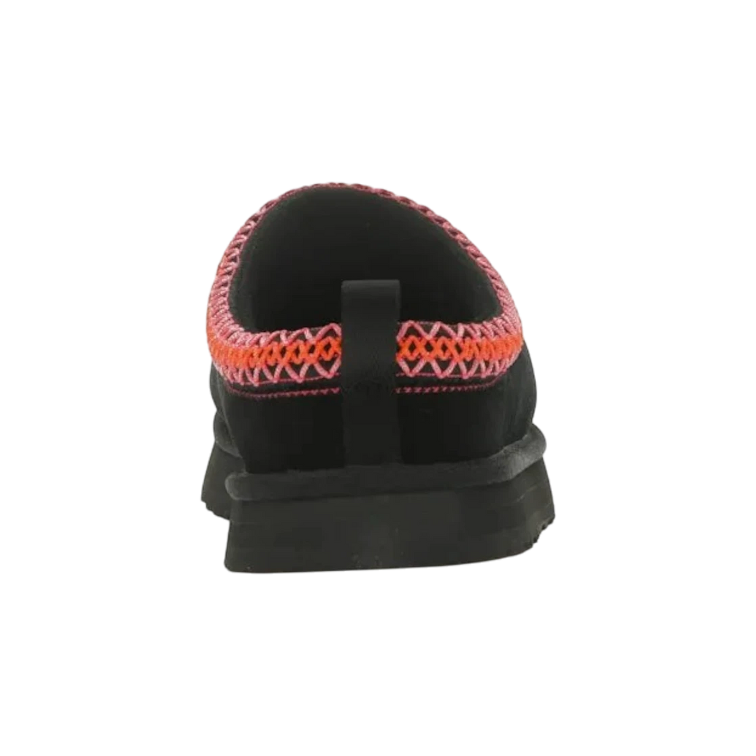 HypeSelection Kids UGG Tazz Slipper in black suede with a multicolor braided collar and pull tab.