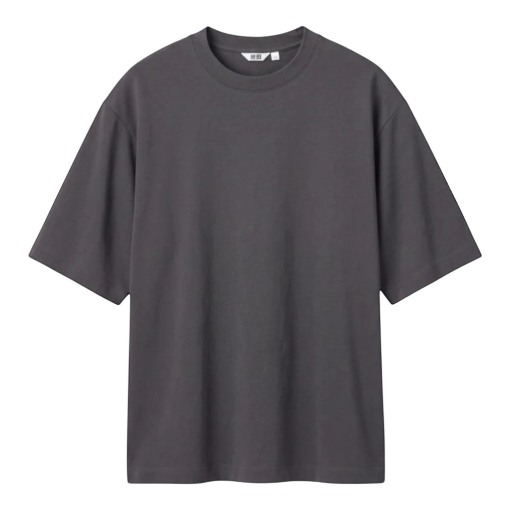 HypeSelection Uniqlo AIRism grey oversized cotton-blend t-shirt with crew neck and half sleeves