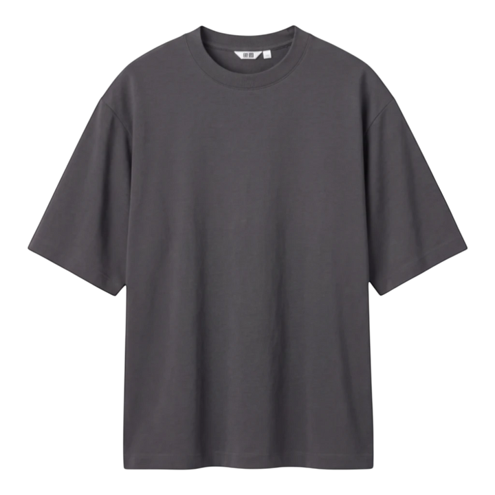 HypeSelection Uniqlo AIRism grey oversized cotton-blend t-shirt with crew neck and half sleeves