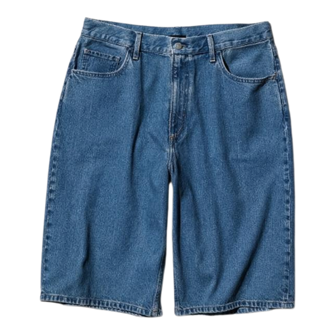 HypeSelection UNIQLO unisex blue washed denim jorts with a loose fit and below-knee length