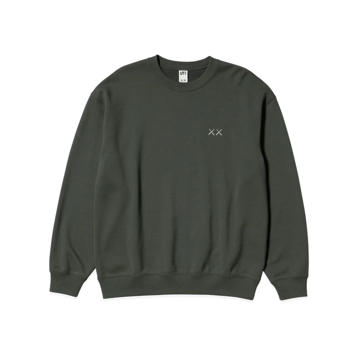 HypeSelection gray Uniqlo KAWS Universe crew-neck sweatshirt featuring an embroidered XX logo on the chest.