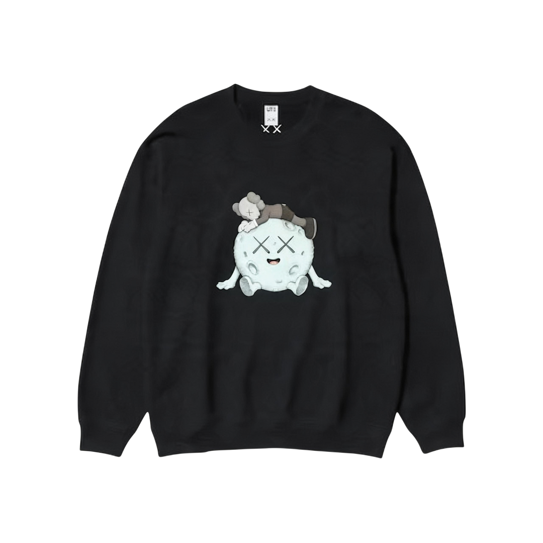 HypeSelection black Uniqlo KAWS Universe crew-neck sweatshirt featuring Moon and COMPANION graphic with XX embroidery
