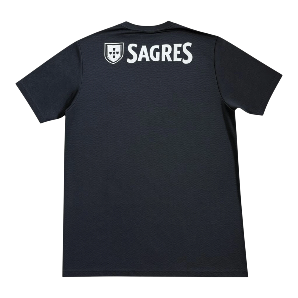HypeSelection Vintage adidas SL Benfica away jersey, black polyester with white Sagres and club crest details on back.