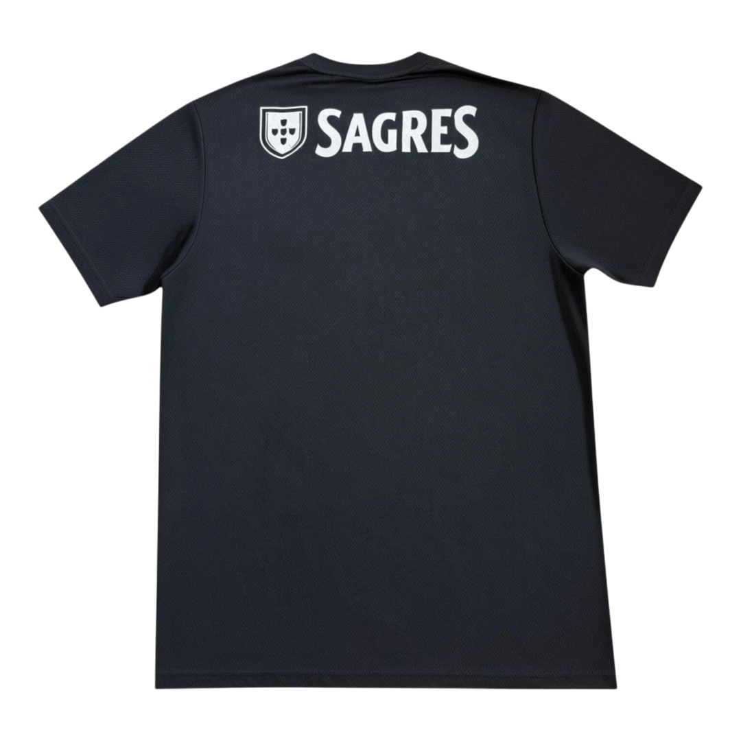 HypeSelection Vintage adidas SL Benfica away jersey, black polyester with white Sagres and club crest details on back.