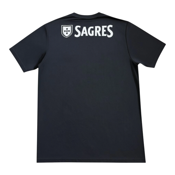 HypeSelection Vintage adidas SL Benfica away jersey, black polyester with white Sagres and club crest details on back.
