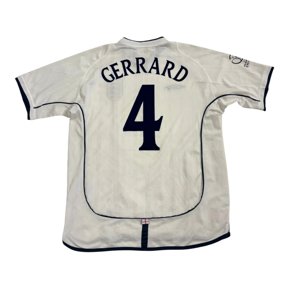 HypeSelection vintage white Umbro England football jersey with Gerrard 4 on the back