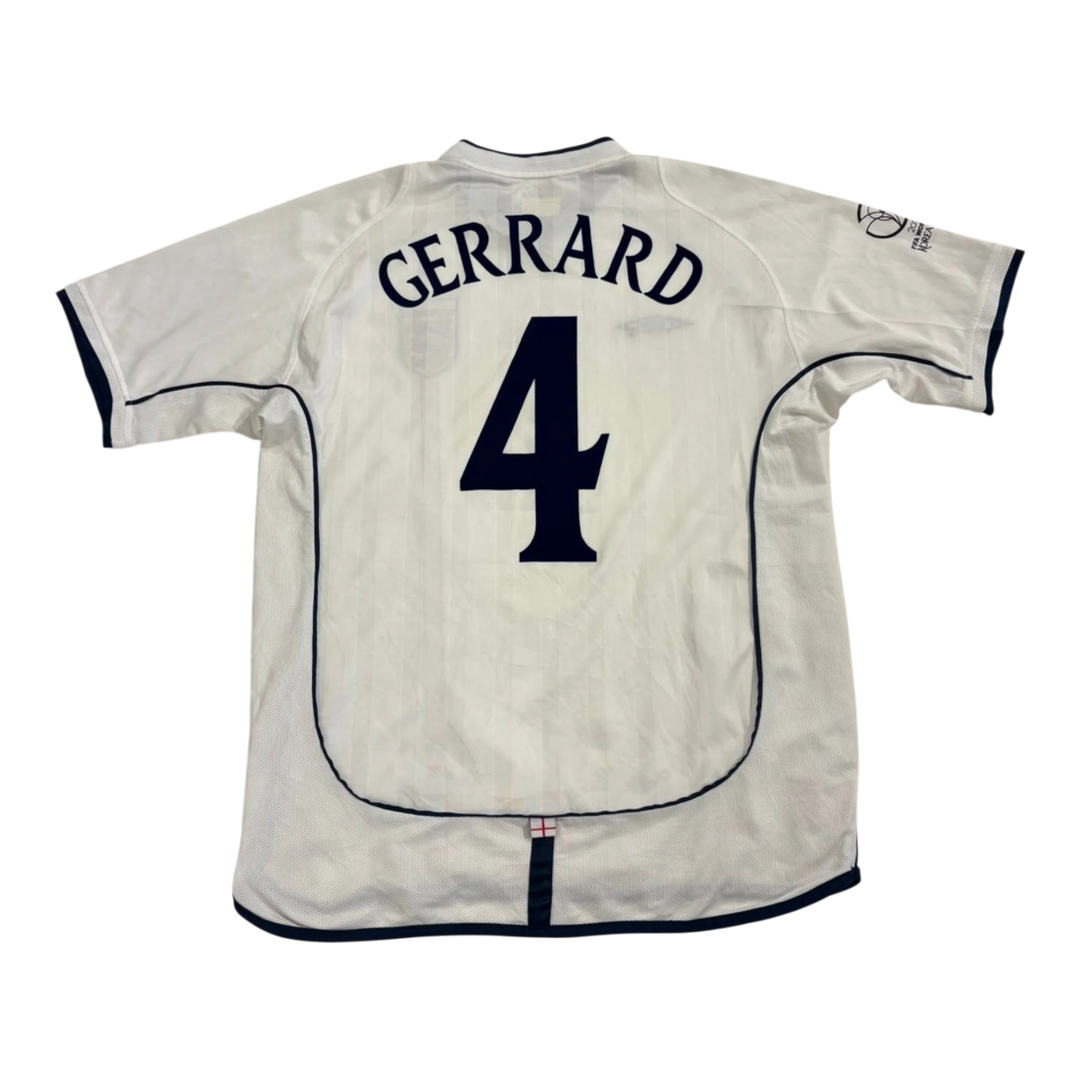 HypeSelection vintage white Umbro England football jersey with Gerrard 4 on the back
