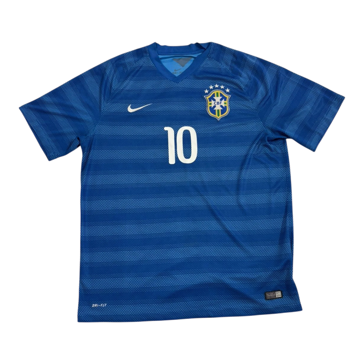 HypeSelection vintage blue Nike Brazil Neymar number 10 soccer jersey with CBF crest and Dri-Fit technology.