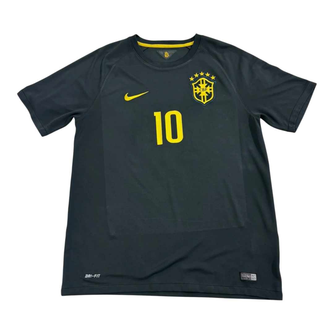 HypeSelection vintage black Nike Brazil soccer jersey with yellow number 10 and CBF crest, Dri-FIT fabric.