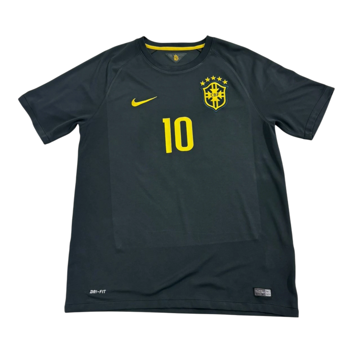 HypeSelection vintage black Nike Brazil soccer jersey with yellow number 10 and CBF crest, Dri-FIT fabric.