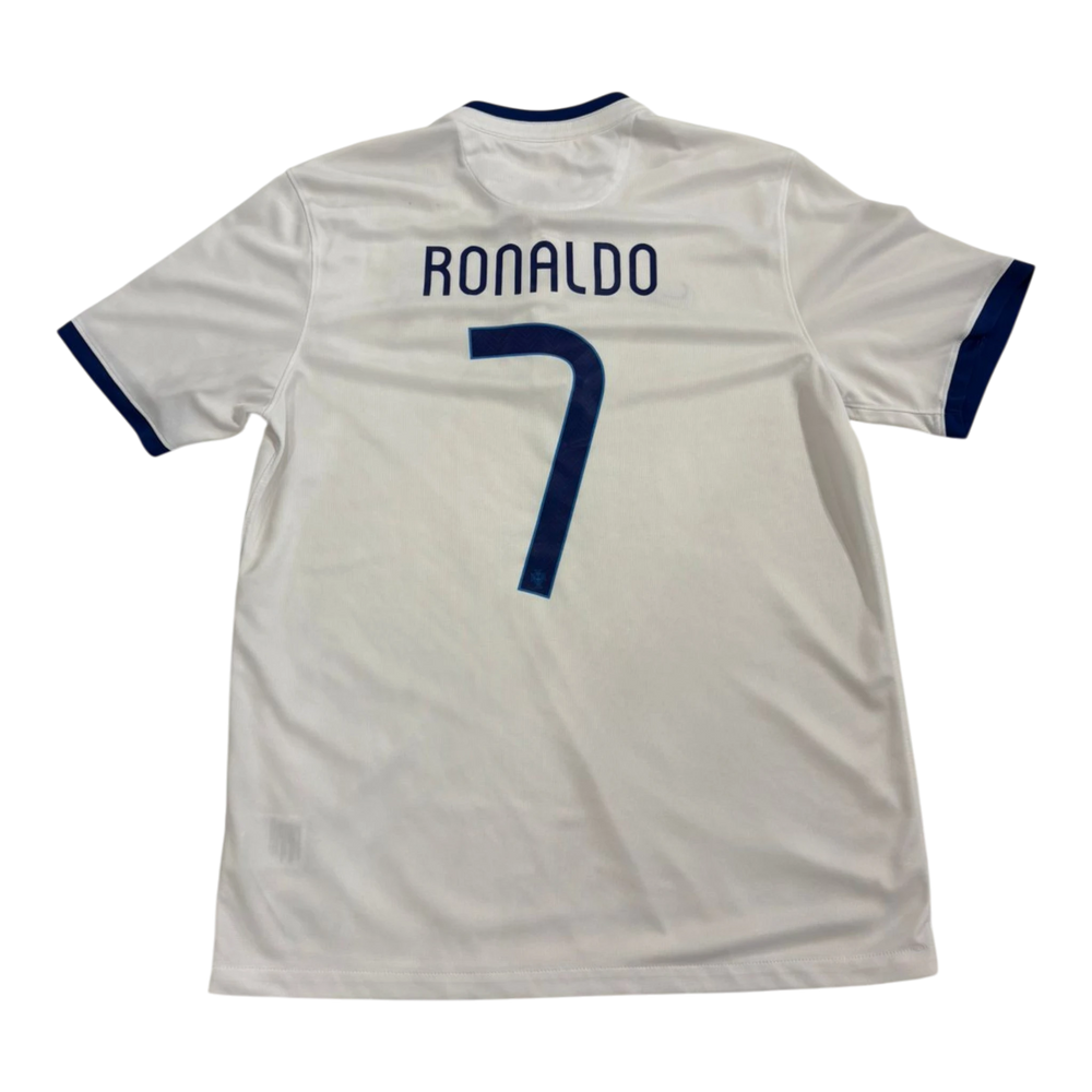HypeSelection Vintage Nike Portugal white soccer jersey with blue trim, featuring Ronaldo 7 on the back.