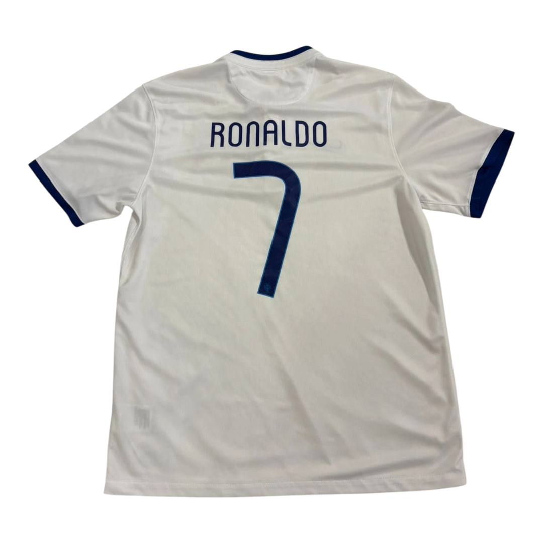 HypeSelection Vintage Nike Portugal white soccer jersey with blue trim, featuring Ronaldo 7 on the back.