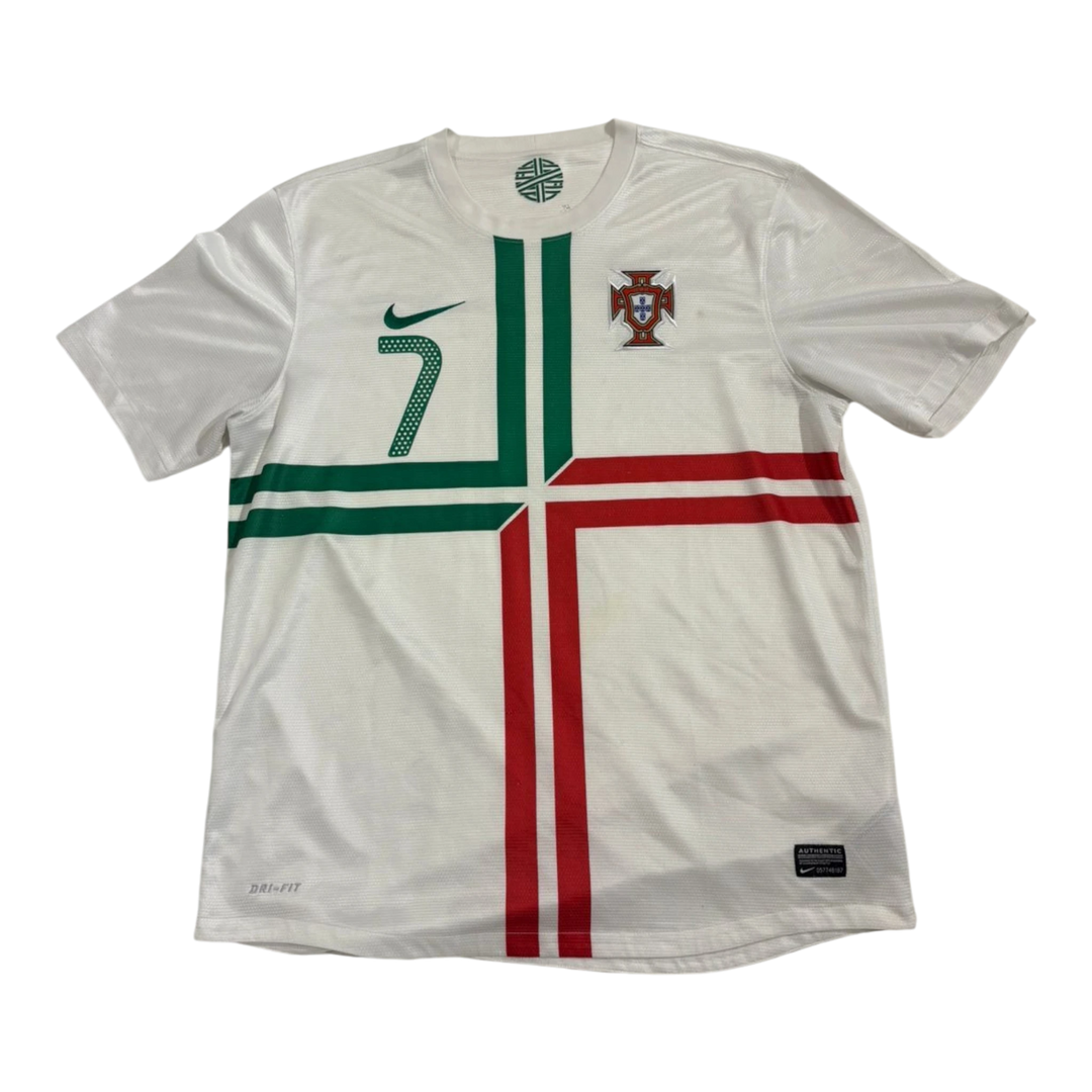 Vintage HypeSelection Nike Portugal white soccer jersey with green and red accents, featuring the number 7 and the Portugal crest.
