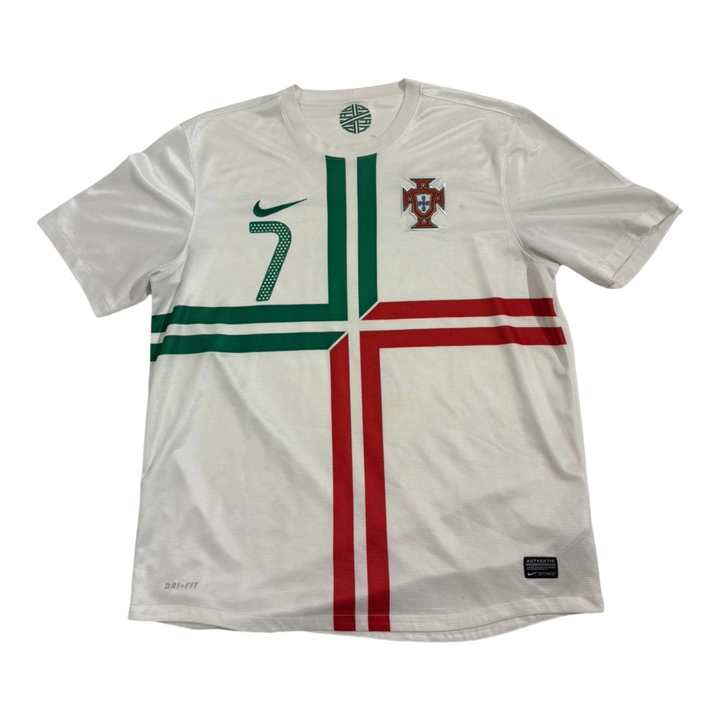 Vintage HypeSelection Nike Portugal white soccer jersey with green and red accents, featuring the number 7 and the Portugal crest.
