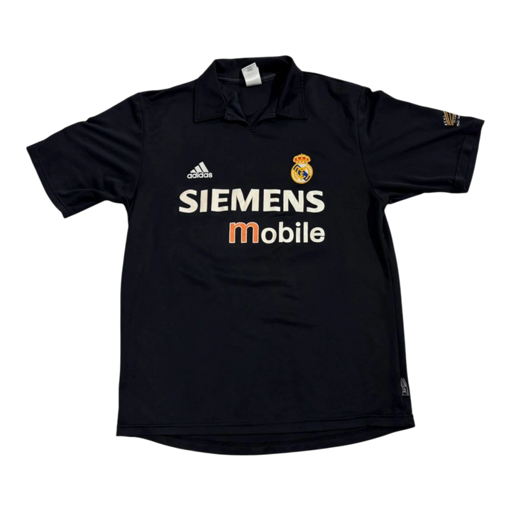 HypeSelection vintage black Adidas Real Madrid jersey with Siemens Mobile sponsor and embroidered crest.