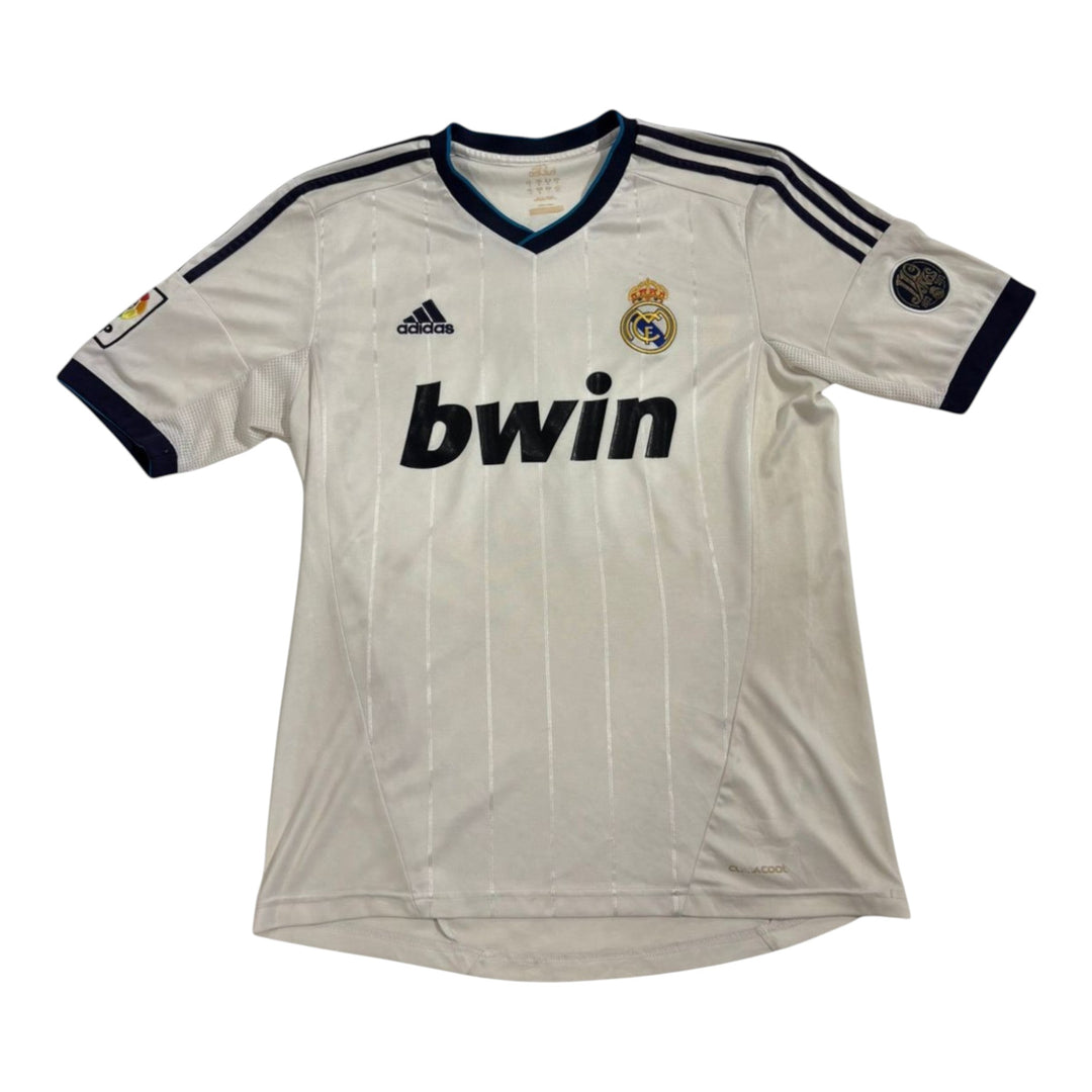 HypeSelection vintage Adidas Real Madrid white soccer jersey with bwin sponsor logo and navy blue accents