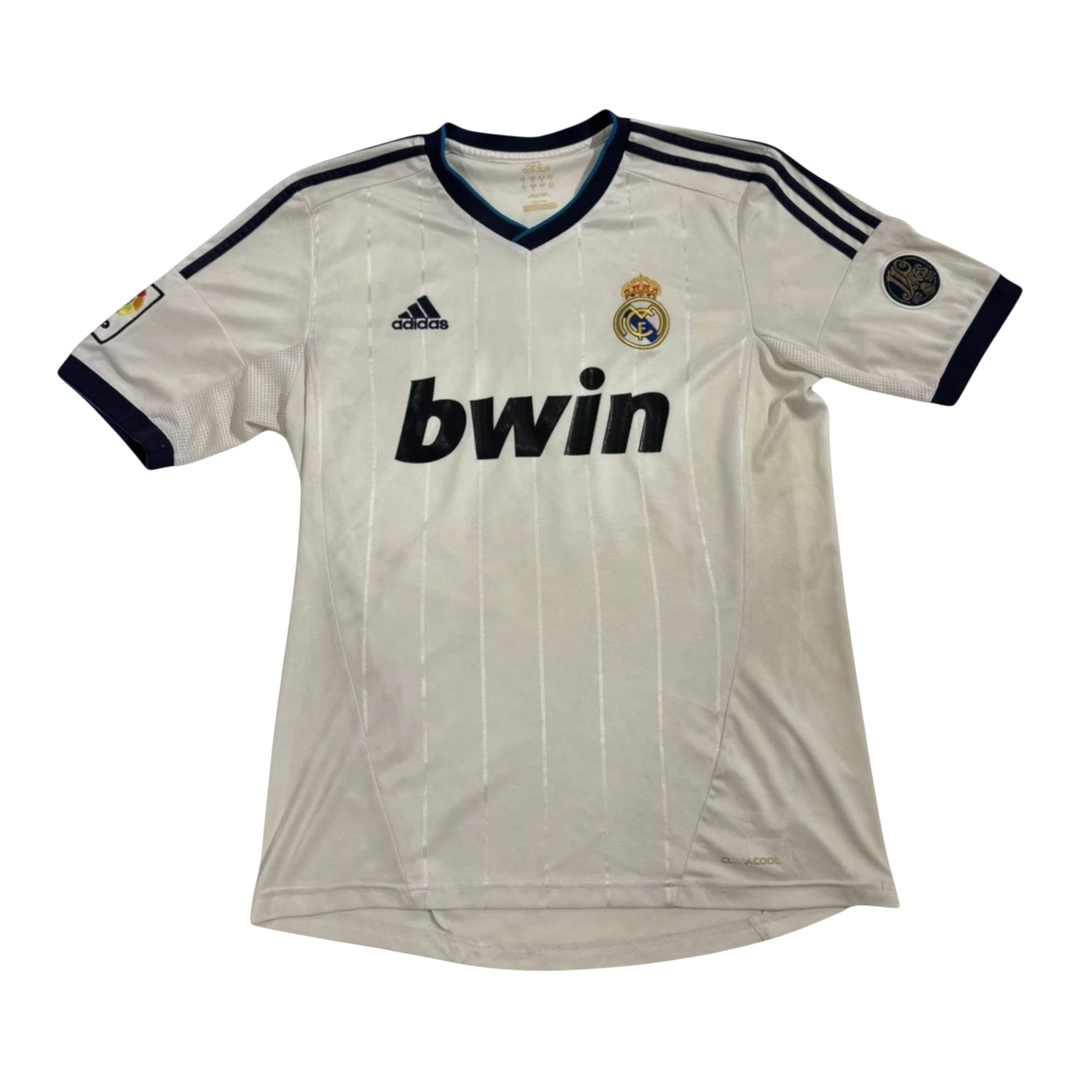 HypeSelection vintage Adidas Real Madrid white soccer jersey with bwin sponsor logo and navy blue accents