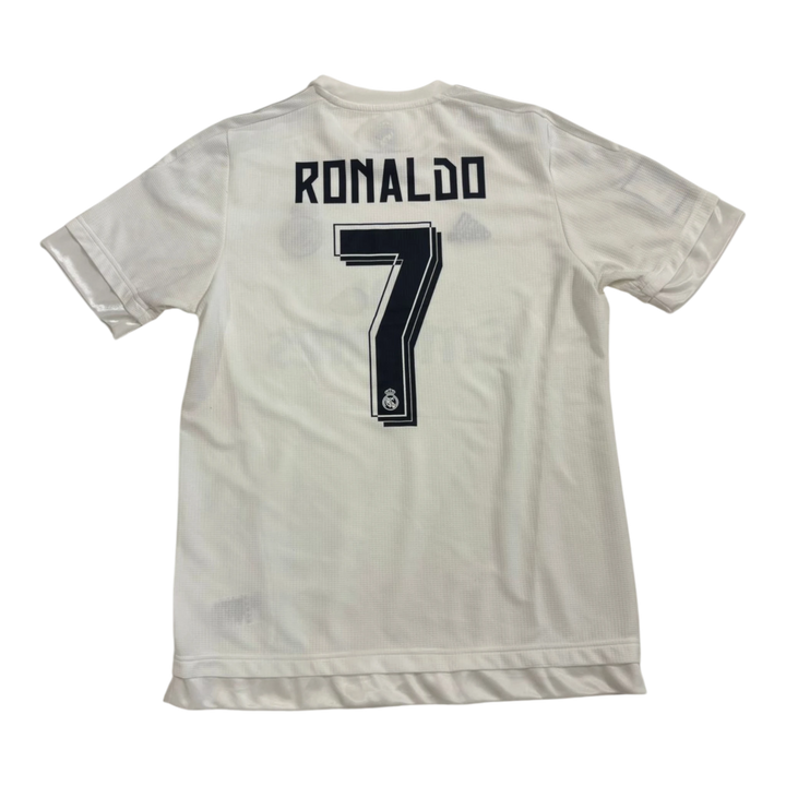 HypeSelection vintage white Adidas Real Madrid Ronaldo number 7 soccer jersey with dark blue lettering