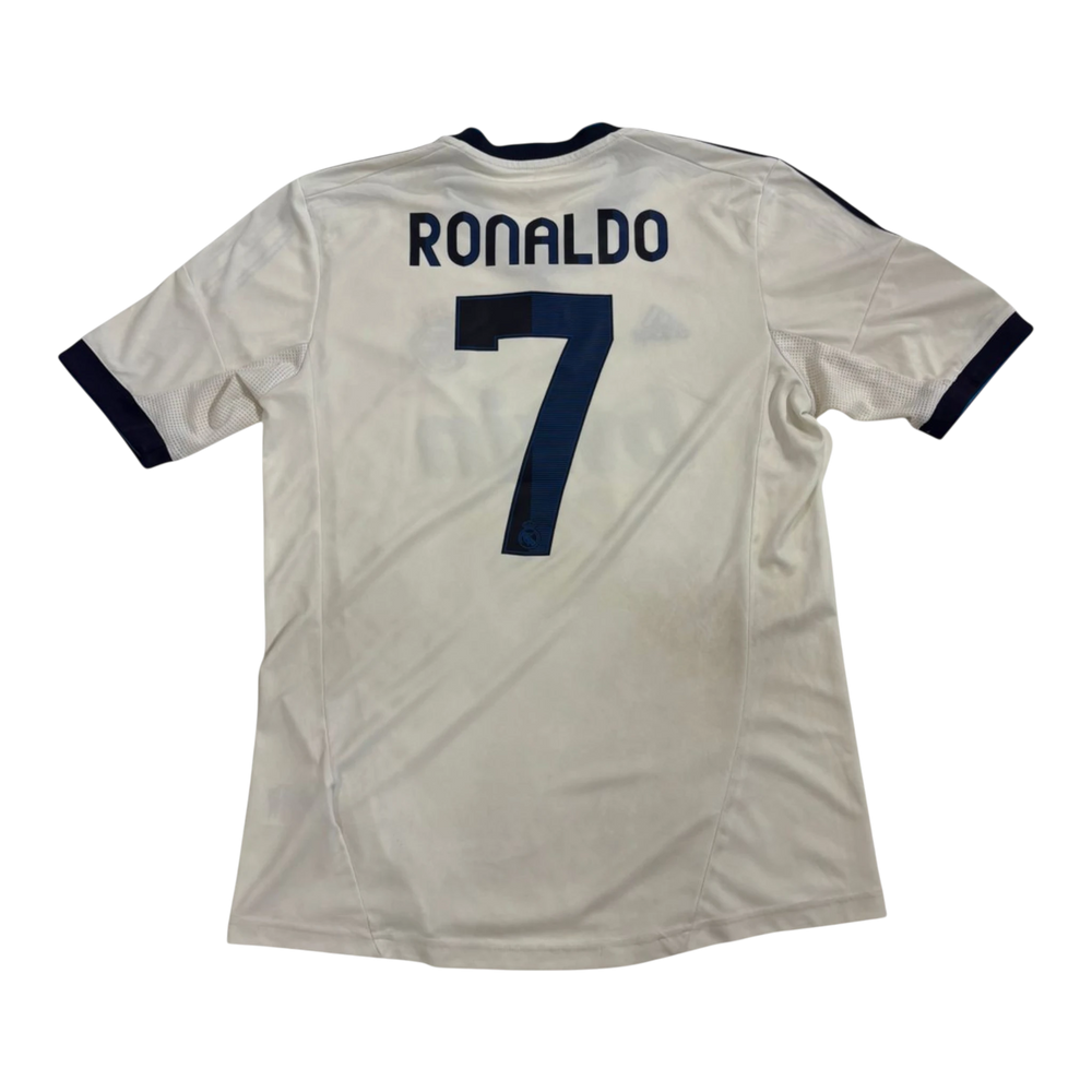 HypeSelection vintage white Adidas Real Madrid Ronaldo number 7 soccer jersey with dark blue lettering