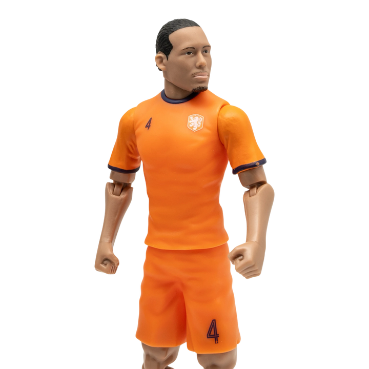 HypeSelection Banbo Toys Sockers 20cm Virgil van Dijk action figure in the Netherlands orange home kit with number 4.