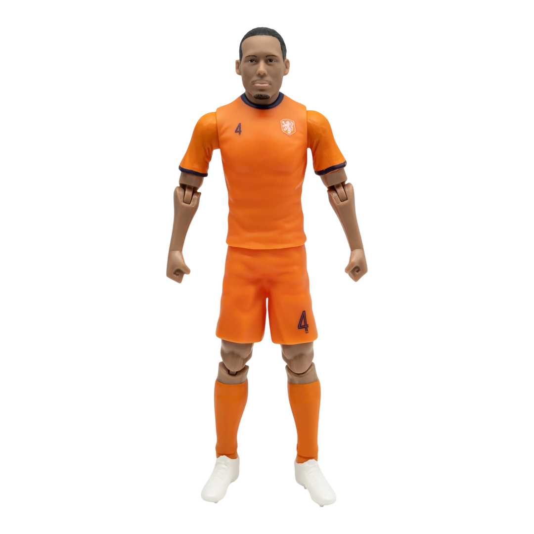 HypeSelection Banbo Toys Sockers Virgil van Dijk 20cm articulated action figure in the Netherlands orange home kit.