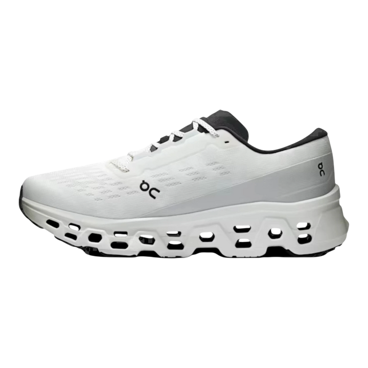 HypeSelection white Cloudmonster 3 running shoe with black accents and signature CloudTec cushioning.