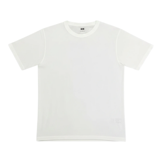 HypeSelection white 100% heavyweight cotton Uniqlo U crew neck t-shirt with a structured fit and reinforced collar.
