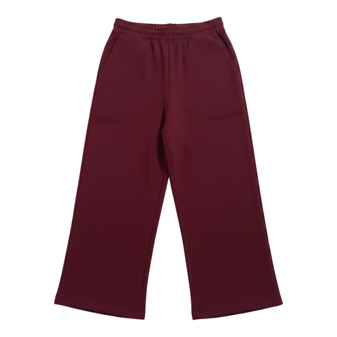 HypeSelection wine wide-leg sweatpants with elastic waistband and adjustable drawstrings at the hem.