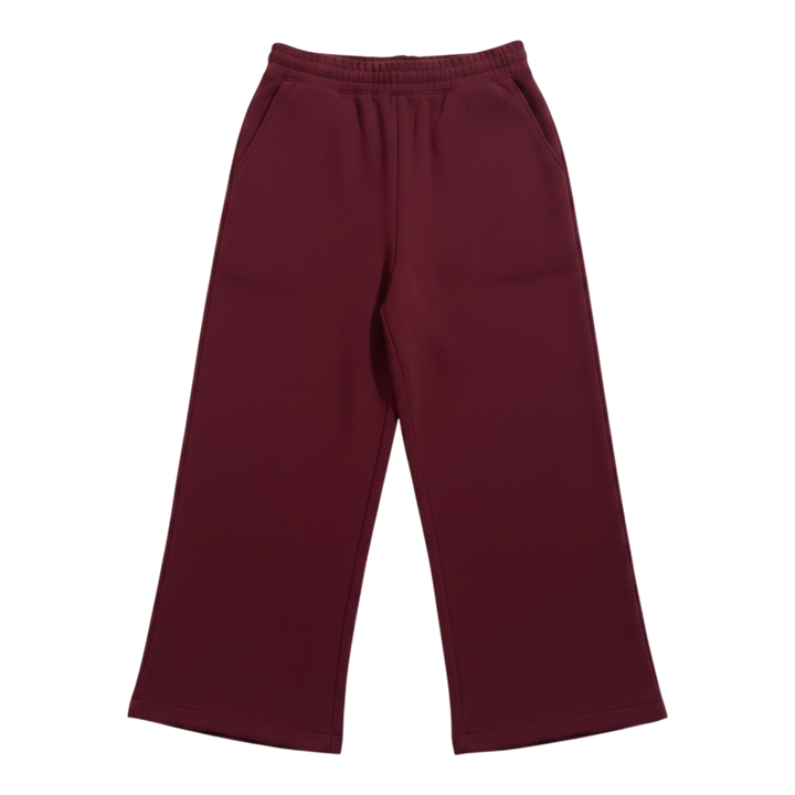 HypeSelection wine wide-leg sweatpants with elastic waistband and adjustable drawstrings at the hem.