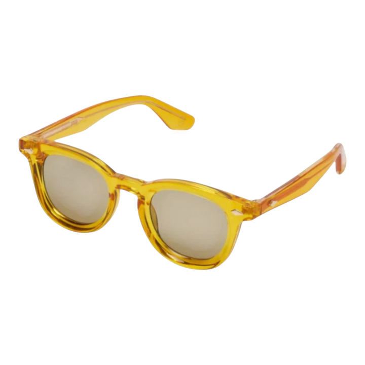 HypeSelection Ryoko NostalgiaGlare sunglasses with a translucent yellow frame and light brown tinted lenses. Retro-inspired design.
