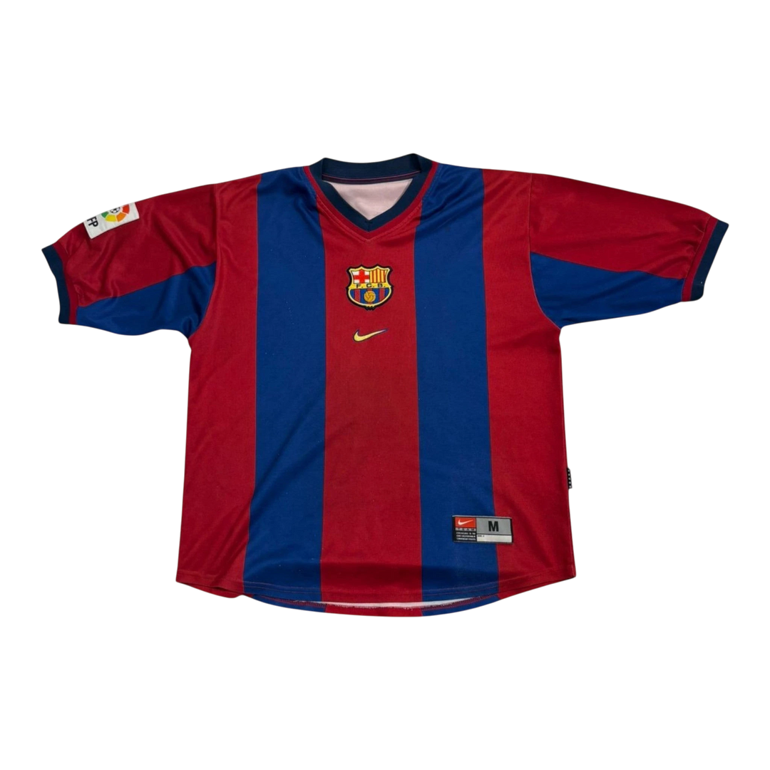 Vintage HypeSelectionHere Barcelona kids Rivaldo jersey in red and blue stripes, size M.
