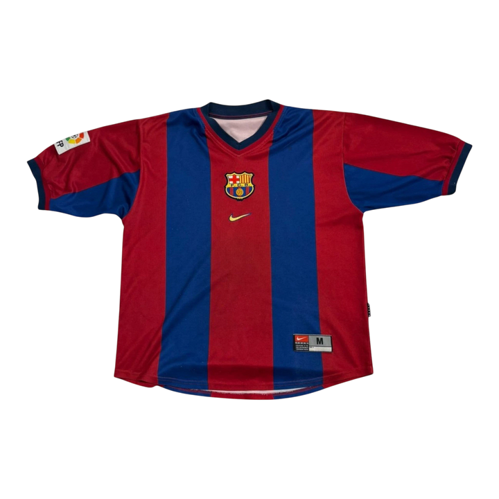 Vintage HypeSelectionHere Barcelona kids Rivaldo jersey in red and blue stripes, size M.