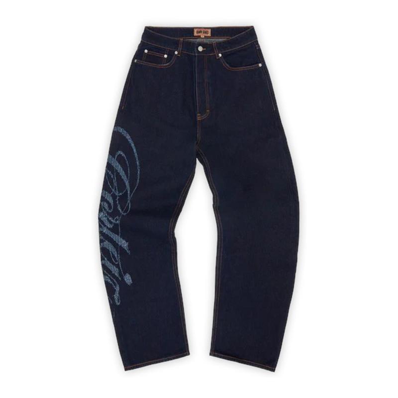 Corteiz Frayed Denim Baggy Jeans Indigo