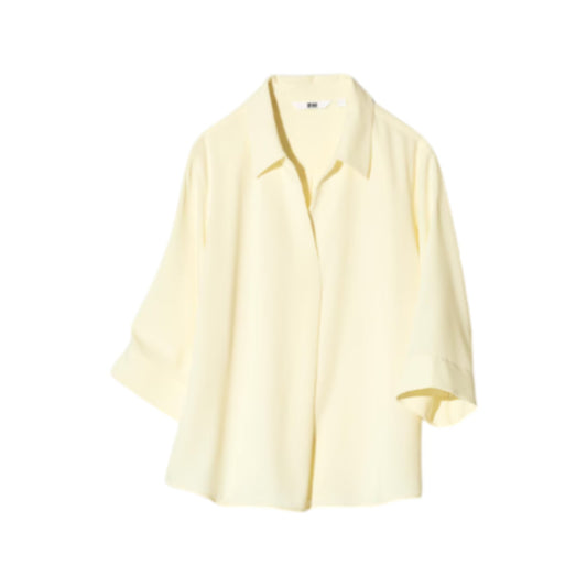 Uniqlo Rayon Skipper Blouse – Yellow (3/4 Sleeves, Women’s)