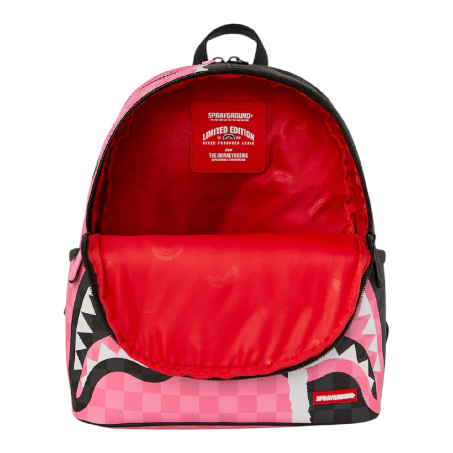 Sprayground Pink And Black Tear Sip Savage Backpack