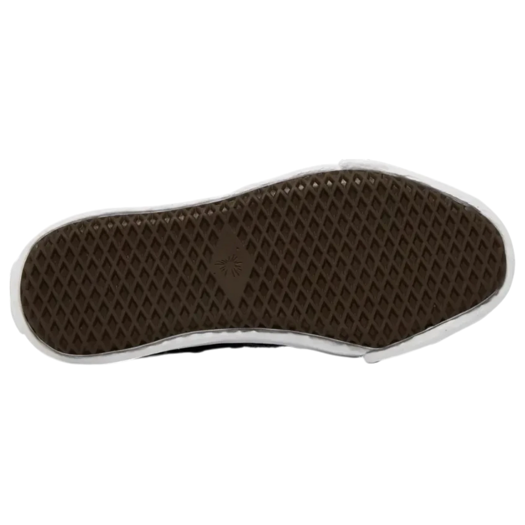 Maison Mihara Yasuhiro Peterson OG Sole black canvas low-top sneakers with a brown rubber sole and white stitching.