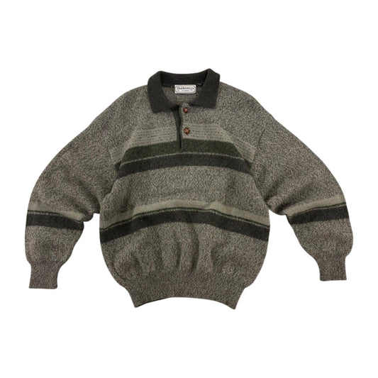 Vintage Burberry Buttoned Knitted Sweater Green